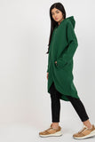 Zippered Extended Cut Hooded Sweatshirt with Pockets
