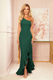 Long One-Shoulder Dark Green Spanish Dress
