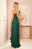 Long One-Shoulder Dark Green Spanish Dress