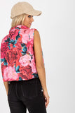 Floral Insulated Quilted Vest with Slip Pockets