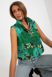 Floral Quilted Insulated Vest with Zipper and Pockets