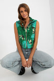 Floral Quilted Insulated Vest with Zipper and Pockets