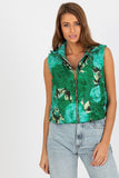 Floral Quilted Insulated Vest with Zipper and Pockets