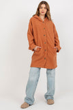 Cozy Long Sleeve Plush Coat with Hood and Button Closure