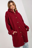 Plush Long Sleeve Coat with Hood and Button Closure