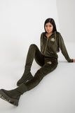 Embroidered Velour Sweatshirt & Pants Set for Ladies
