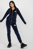 Embroidered Velour Hoodie and Pants Set for Ladies
