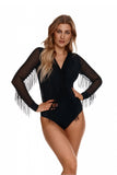 Elegant Tassel-Accented Mesh and Microfiber Body