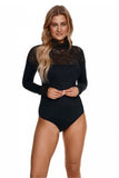 Chic Turtleneck Bodysuit with Lace Details