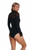 Chic Turtleneck Bodysuit with Lace Details