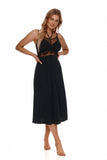 Elegant Black Mesh Nightgown with Guipure Detail