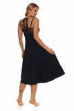 Elegant Black Mesh Nightgown with Guipure Detail