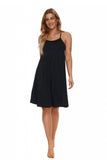 Elegant Black Chemise with Adjustable Straps and Guipure Back