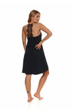 Elegant Black Chemise with Adjustable Straps and Guipure Back