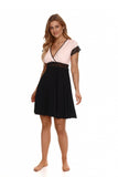 Elegant Lace-Trimmed Sleep Shirt in Pink and Black