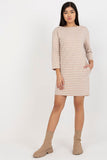 Striped Long Sleeve Straight Cut Dress with Pockets