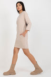 Striped Long Sleeve Straight Cut Dress with Pockets