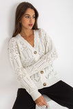 Openwork Women's Button-Down Sweater - Versatile Style