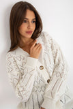 Openwork Women's Button-Down Sweater - Versatile Style