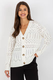 Openwork Women's Button-Down Sweater - Versatile Style