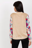 Colorful Floral Velour Bomber Jacket with Zipper Closure