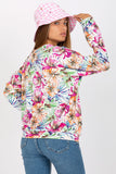 Colorful Velour Heart Neck Sweatshirt with Long Sleeves