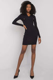 Ribbed Pencil Cut Dress with Heart Neckline and Long Sleeves