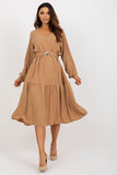 Casual Long Sleeve Dress with Heart Neckline & Frill Trim