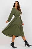 Casual Long Sleeve Dress with Heart Neckline and Belt
