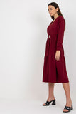 Casual Long Sleeve Heart Neckline Dress with Frill Trim