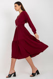 Casual Long Sleeve Heart Neckline Dress with Frill Trim