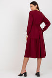 Casual Long Sleeve Heart Neckline Dress with Frill Trim
