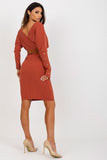 Elegant Knit Dress with Envelope Neckline and Long Sleeves