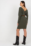 Elegant Knit Dress with Envelope Neckline and Long Sleeves
