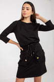 3/4 Sleeve Tracksuit Dress with Tie Straps and Pockets