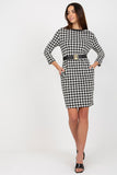 Pencil Cut Dress with Long Sleeves and Belted Design