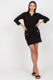 Tracksuit Dress with Hood, Pockets & 3/4 Sleeves