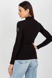 Ribbed Long Sleeve Blouse with Decorative Shoulder Buttons