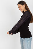 Openwork Sleeve Blouse with Round Neckline for All Occasions