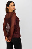Two-Piece Long Sleeve Blouse with Flower Brooch Detail