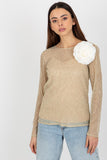 Two-Piece Long Sleeve Blouse with Floral Brooch