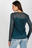 Two-Piece Long Sleeve Blouse with Flower Brooch Detail