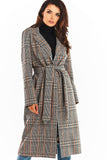 Elegant Double Collar Belted Coat with Pockets