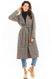 Elegant Double Collar Belted Coat with Pockets