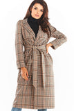 Double Collar Belted Coat with Pockets and Long Sleeves