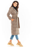 Double Collar Belted Coat with Pockets and Long Sleeves