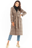 Double Collar Belted Coat with Pockets and Long Sleeves