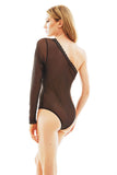 Stunning Saffron One-Shoulder See-Through Bodysuit