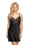 Elegant Black Satin Nightgown with Lace Cut-Out Design
