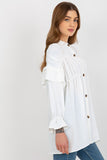 Loose Fit Button-Down Long Sleeve Shirt with Ruffles